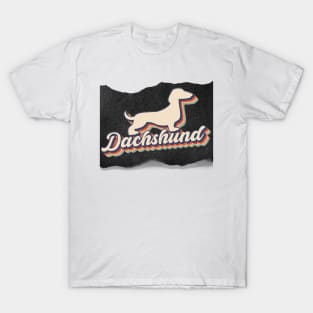 Dachshund on Black Leather Look T-Shirt